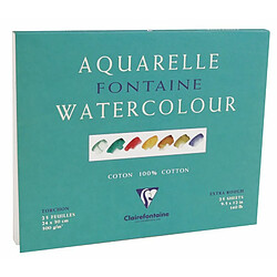 Clairefontaine 96429C Bloc de papier aquarelle Grain Torchon Encollé sur 4 côtés 25 Feuilles Blanc 