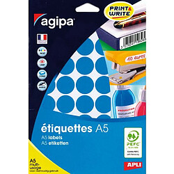 Pastille adhésive 24 mm Agipa 11432 bleue - pochette de 400