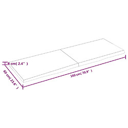 vidaXL Étagère murale 180x60x(2-6) cm bois de chêne massif non traité pas cher