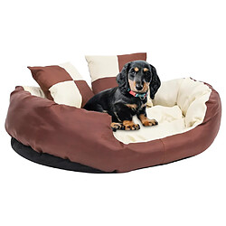 vidaXL Coussin réversible lavable de chien Marron et crème 85x70x20 cm