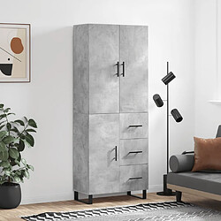 vidaXL Buffet haut Gris béton 69,5x34x180 cm Bois d'ingénierie