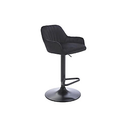 Acheter Vente-Unique Tabouret de bar en velours et métal - Hauteur réglable - Noir - ELEANA