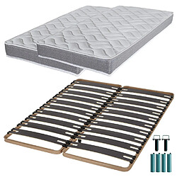 Ebac Matelas mousse + Sommier métal C310 2x90x190 Morgan - Hauteur 17 cm - Soutien ferme 