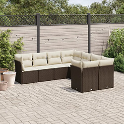 Maison Chic Ensemble Tables et chaises d'extérieur 8 pcs avec coussins,Salon de jardin marron résine tressée -GKD767411