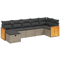 vidaXL Salon de jardin avec coussins 7 pcs gris résine tressée