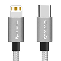 Câble USB type C vers Apple Lightning 4Smarts gris - Charge et synchro