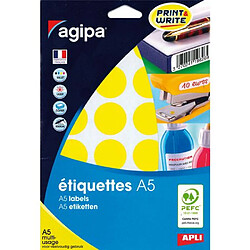 Pastille adhésive 30 mm Agipa 10135 jaune - pochette de 240