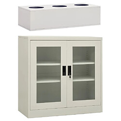 vidaXL Armoire de bureau et jardinière Gris clair 90x40x113 cm Acier