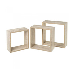 Wadiga Set de 3 Étagères Murales Carrées en Bois - 30x30x12cm 