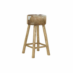 Tabouret DKD Home Decor Naturel Bois Marron Cuir Blanc (42 x 42 x 77 cm) 