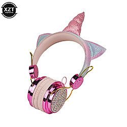 GUPBOO Mignon Licorne Casque Casque avec Micro pour Filles Enfants Casque pour Ordinateur Portable Téléphones Mobiles PC MP3 Tablette Grenat