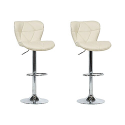 Beliani Tabouret de bar Set de 2 Cuir PU Beige clair VALETTA