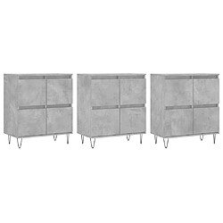 vidaXL Buffets 3 pcs gris béton bois d'ingénierie