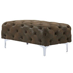 Vente-Unique Pouf chesterfield en microfibre aspect cuir vieilli EDWINA