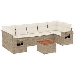 vidaXL Salon de jardin avec coussins 8 pcs beige résine tressée