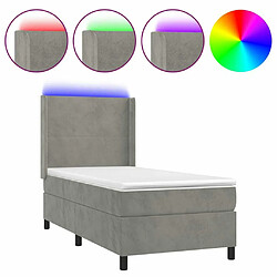 Maison Chic Lit adulte- Lit + matelas + LED,Sommier à lattes de lit matelas LED Gris clair 90x190cm Velours -GKD41277