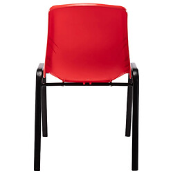 Decoshop26 Lot de 4 chaises visiteur empilable salle d'attente en plastique rouge et métal 10_0003208 pas cher