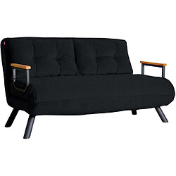 Hanah Home Canapé 2 places convertible en tissu Sando noir. Canapé 2 places convertible en tissu Sando noir