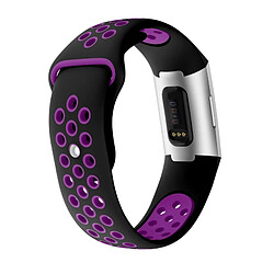 Acheter Wewoo Bracelet bicolore en silicone avec trou rond pour pour Fitbit Charge 3, taille de la dragonne: 145-210 mm (violet)