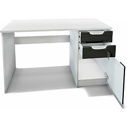 Acheter Mpc Bureau Avec 2 Tiroirs Et D’une Porte Blanc Mat Et Blanc Haute Brillance (129 X 76 X 60 Cm)