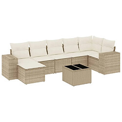 Maison Chic Salon de jardin avec coussins 8 pcs | Ensemble de Table et chaises | Mobilier d'Extérieur beige résine tressée -GKD64008