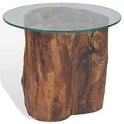 Avis vidaXL Table basse Teck Verre 50x40 cm