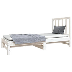 Avis Maison Chic Lit d'appoint Blanc 2x(90x190)cm,Lit coulissant Lit de repos Bois de pin massif -GKD36668