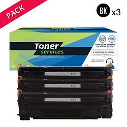 TONER SERVICES Compatible HP 83A Pack 3 Toners Noir CF283A (HT83/Canon CRG737) 