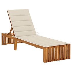 vidaXL Chaise longue avec coussin Bois d'acacia solide 