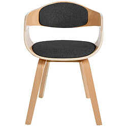 Decoshop26 Lot de 2 chaises de salle à manger design scandinave en tissu noir et structure en bois clair 10_0001717