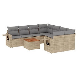 vidaXL Salon de jardin avec coussins 9pcs mélange beige résine tressée