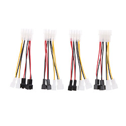 Ajustez le câble de ventilateur de vitesse 4pcs 4pin Puissance Y-splitter Fan Câble 1 à 4x3pin Ajuster La Vitesse 12 V 5 V Pour Pc