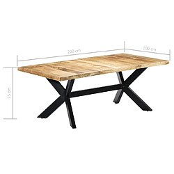 vidaXL Table de salle à manger 200x100x75 cm Bois de manguier solide pas cher