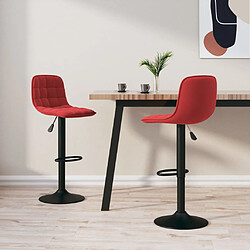 vidaXL Tabourets de bar lot de 2 rouge bordeaux velours 