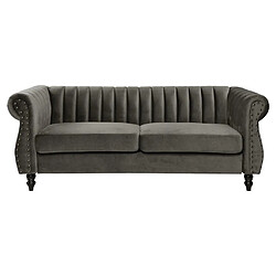 Vente-Unique Canapé chesterfield 3 places en velours TRUMBO - Gris pas cher