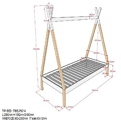 Avis VIPACK Lit tipi avec tiroir en bois naturel