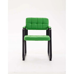 Decoshop26 Chaise visiteur fauteuil de bureau sans roulette synthétique vert BUR10227