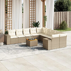 Maison Chic Salon de jardin 11 pcs avec coussins, Ensemble Tables et chaises d'extérieur beige résine tressée -GKD372887