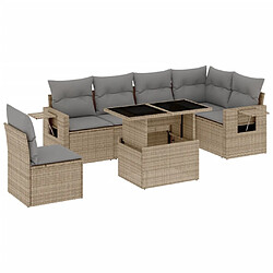 vidaXL Salon de jardin avec coussins 7 pcs beige résine tressée