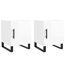 vidaXL Tables de chevet 2 pcs blanc brillant 40x40x50 cm