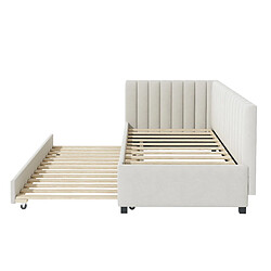 KOMHTOM Canapé-lit extensible 90*200, Lit multifonctionnel avec sommier à lattes, Lit pour adolescent, Beige, Tissu velours pas cher