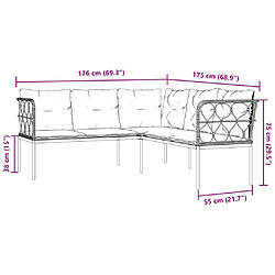 vidaXL Ensemble de canapés de jardin et coussins noir acier textilène pas cher