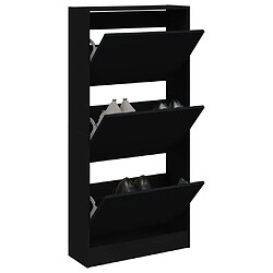 Maison Chic Armoire à chaussures | Meuble de rangement à chaussures Meuble d'Entrée noir 60x21x125,5 cm bois d'ingénierie -MN24527