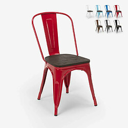 Ahd Amazing Home Design Chaises industrielles en bois et acier Tolix pour cuisine et bar Steel Wood, Couleur: Rouge 