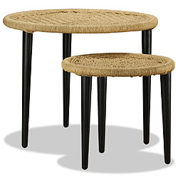 vidaXL Table basse 2 pcs jute naturelle