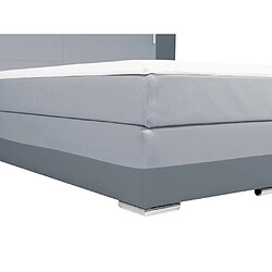 Vente-Unique Ensemble complet boxspring tête de lit avec leds + sommiers + matelas + surmatelas - 160 x 200 cm - Simili - Gris et gris clair - ASTI de YSMÉE pas cher