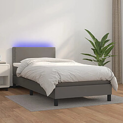 Sommier à lattes,Cadre à lattes de lit pour Adulte et matelas LED Gris 90x190cm Similicuir -MN51622