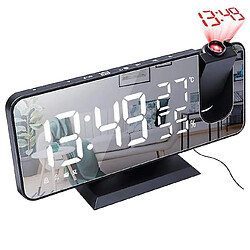 Universal Radio FM, réveil numérique LED, horloge de bureau électronique, horloge de réveil USB, lobe de temps de projection (noir) 