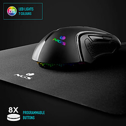 NGS GMX-125: Souris Filaire de jeu ergonomique et ambidextre. DPI ajustable jusqu'à 7200 DPI. éclairage LED. Connecteur USB. bouton programmable.Noir