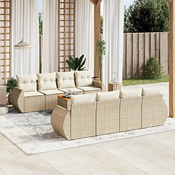 Maison Chic Salon de jardin avec coussins 9 pcs, Ensemble Tables et chaises de jardin, beige résine tressée -GKD558782